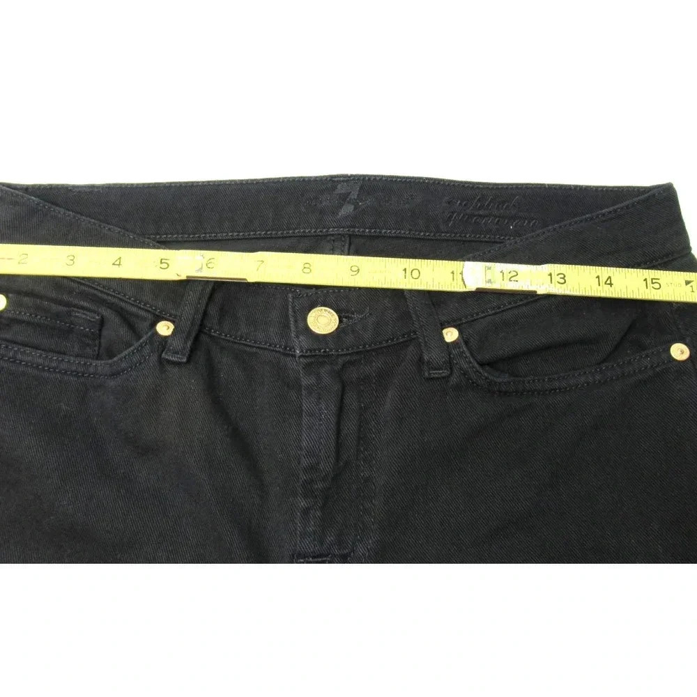 7 For All Mankind Skinny Jeans Cropped Gwenevere Black Wash Women Size 28 - Picture 4 of 8